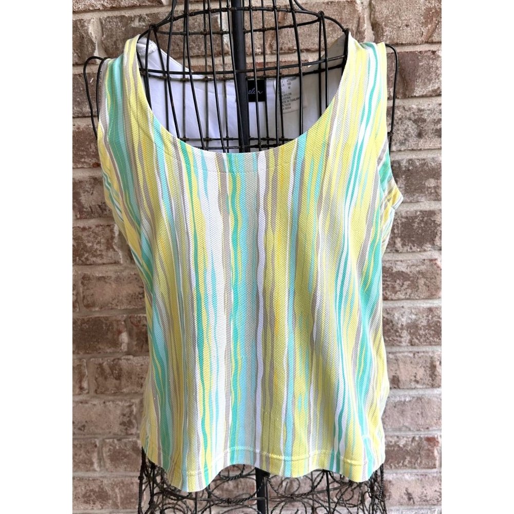 Vintage Kaelin Top Sz M Striped Sleeveless Tennis Pickleball Golf Shelf …